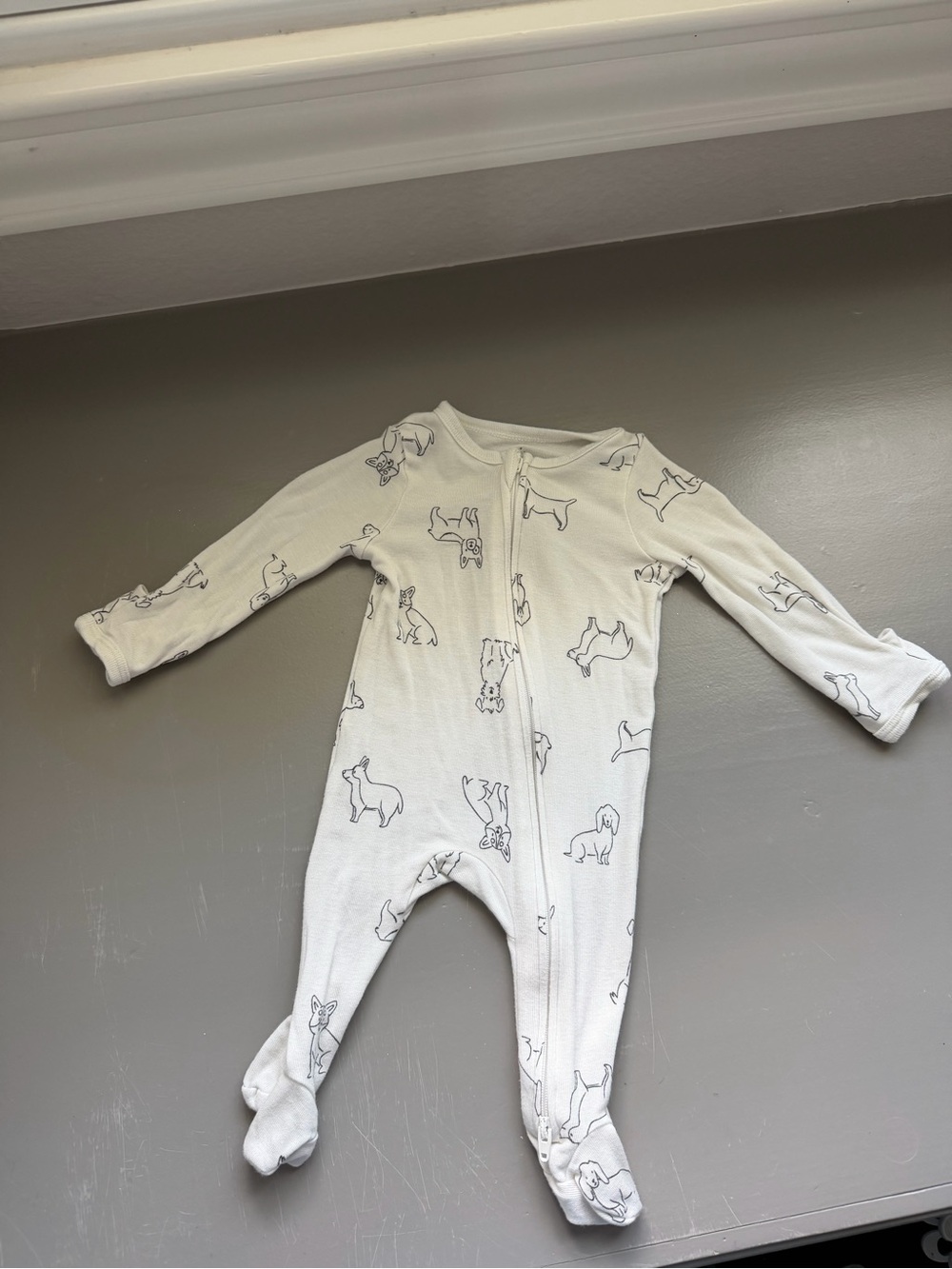 cloud island Cream Footed One-Piece with Dog Print